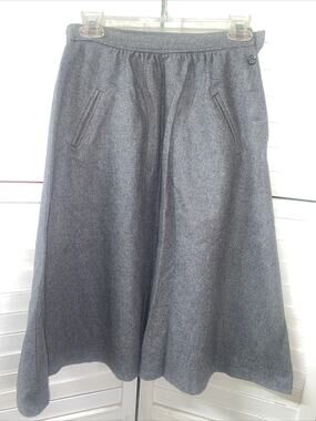 Vintage 70s Wool Skirt Women’s Gray Union Made A-line Office Modest Sz Small